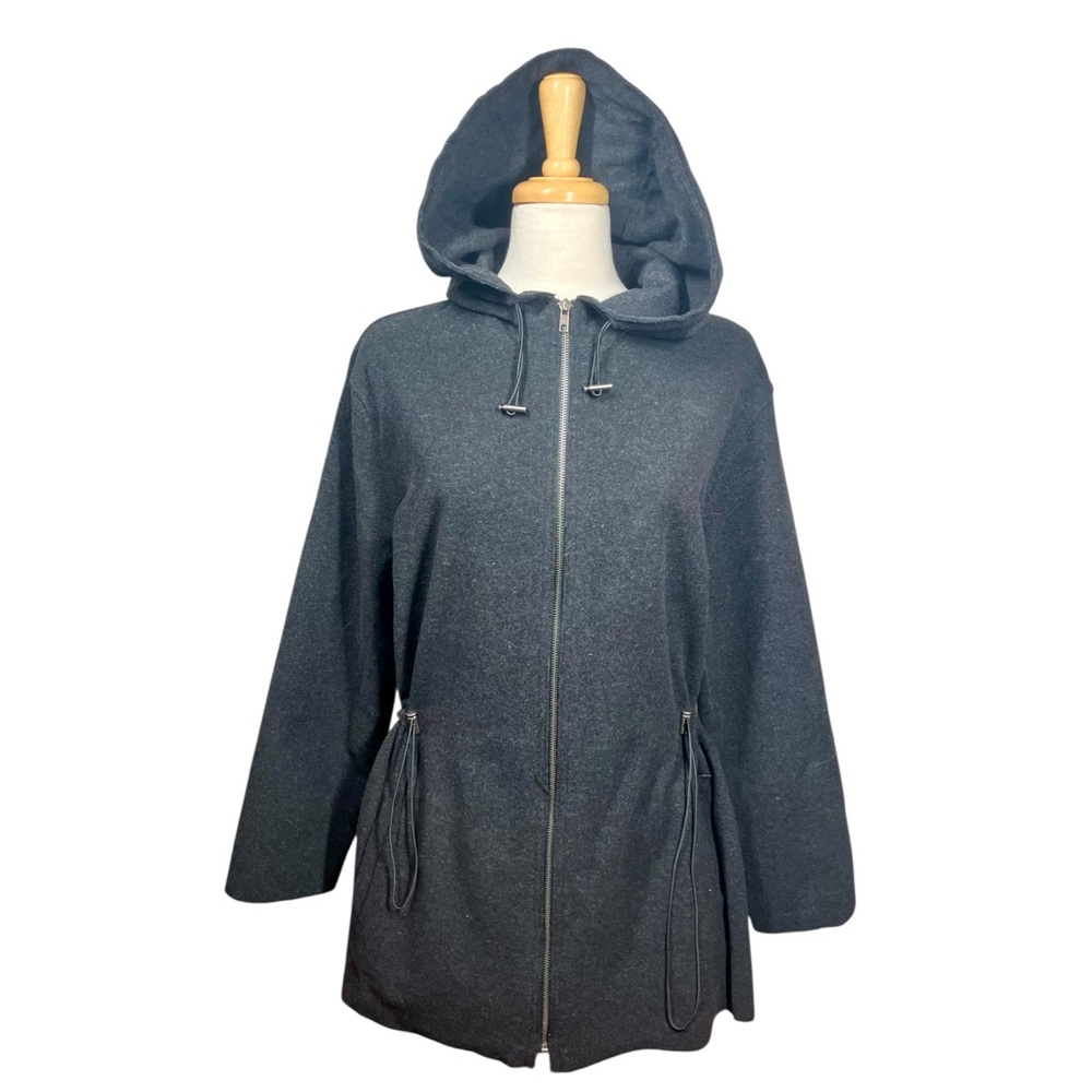 VINTAGE Harve Benard Wool Cashmere Charcoal Gray Hooded Coat Women's Size 16